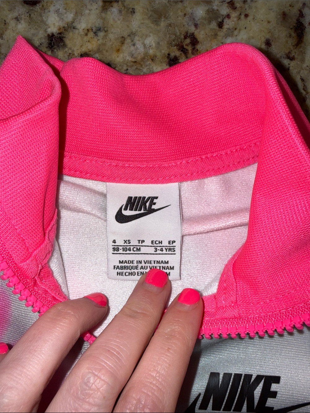 Nike Girl bright Pink and White Zip-Front Set - Picture 5 of 10